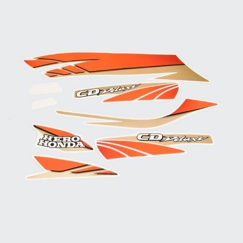 Stckr Set Cd-deluxe N/M [red Tank-orng] for Hero — motorcycle spare part Kenya