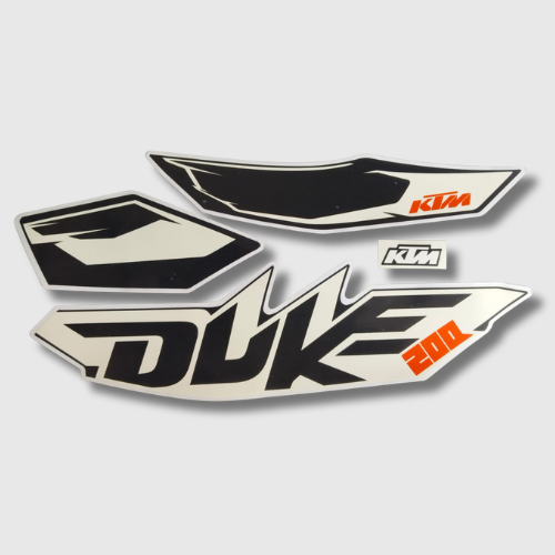 Stckr Set Duke 200 T1 Blk/Whi for KTM — motorcycle spare part Kenya