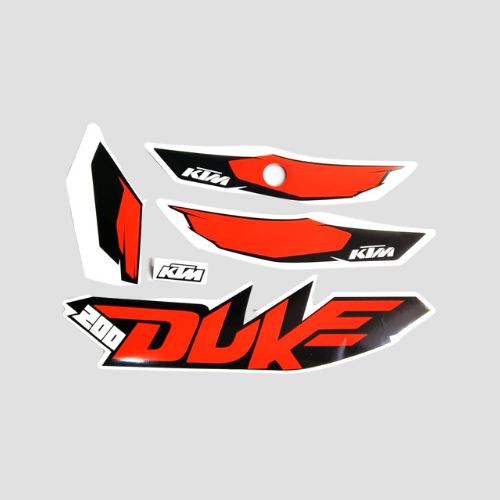Stckr Set Duke 200 T1 Whi/Orng for KTM — motorcycle spare part Kenya