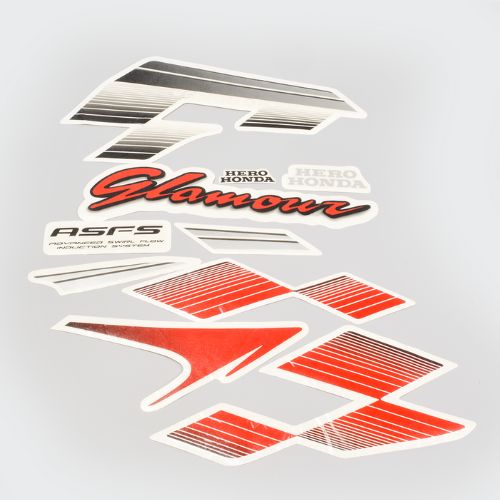Stckr Set Glamour T3 [blk Tank-red] for Hero — motorcycle spare part Kenya