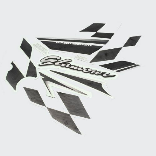 Stckr Set Glamour T4 [silve Tank-blk] for Hero — motorcycle spare part Kenya
