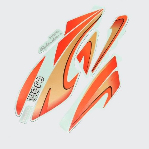 Stckr Set Hero Splendor Plus N/M [red Tank-orng] — motorcycle spare part Kenya
