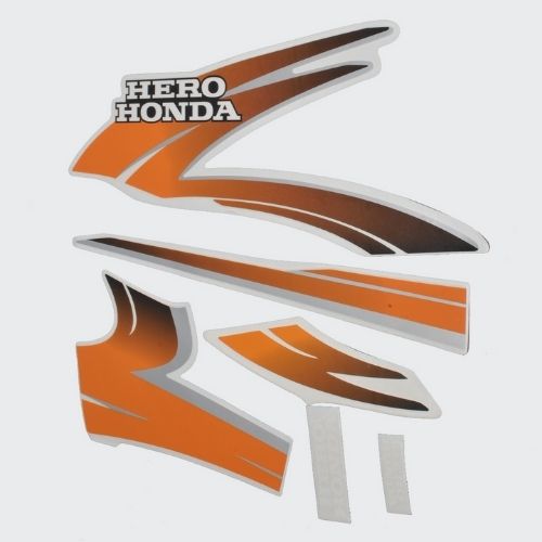 Stckr Set Passion Plus [blk Tank-orng] for Hero — motorcycle spare part Kenya