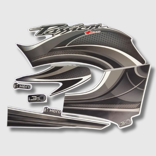 Stckr Set Passion Plus BS6 E20 Blk/Grey for Hero — motorcycle spare part Kenya