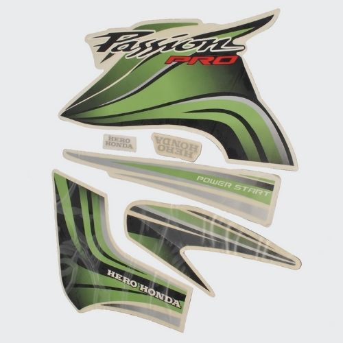 Stckr Set Passion Pro [grn Tank-grn] for Hero — motorcycle spare part Kenya