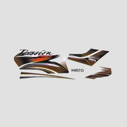 Stckr Set Passion Pro T4 [brown Tank] for Hero — motorcycle spare part Kenya