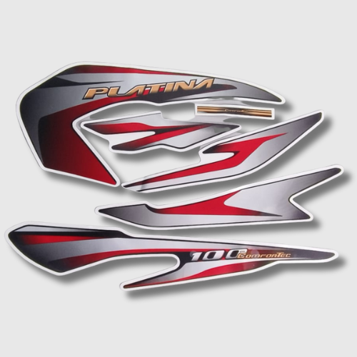Stckr Set Platina 100 Comfortec T2 LED [Blk-red] for Bajaj — motorcycle spare part Kenya