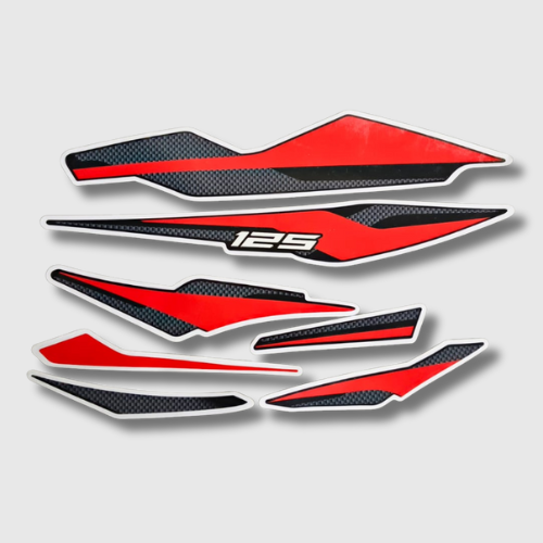 Stckr Set Pulsar 125 [2024] E20 Blk/Red for Bajaj — motorcycle spare part Kenya