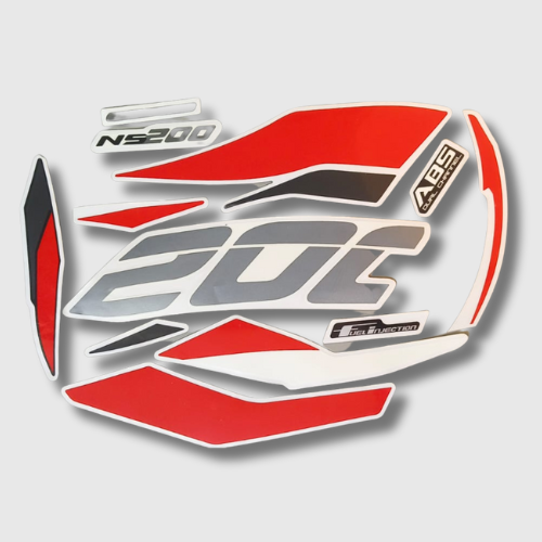 Stckr Set Pulsar 200NS BS6 T3 Whi Tank for Bajaj Pulsar 200 NS BS6 — motorcycle spare part Kenya