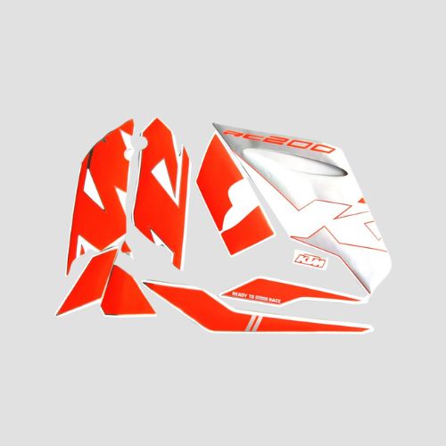 Stckr Set RC200 T4 Slvr/Orng for KTM RC 200 — motorcycle spare part Kenya