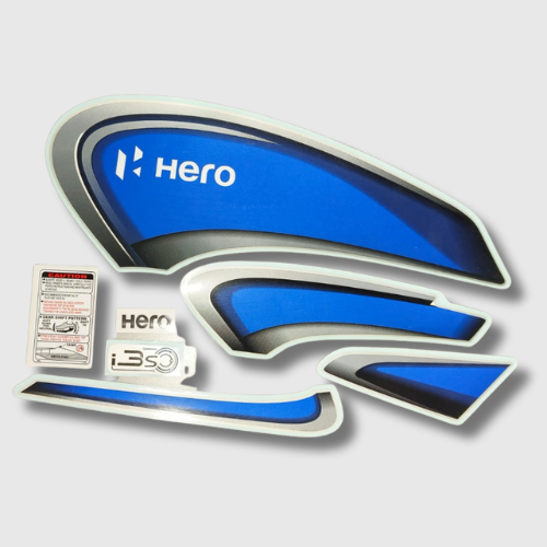 Stckr Set Splendor Plus BS6 E20 Slvr/Blue for Hero — motorcycle spare part Kenya
