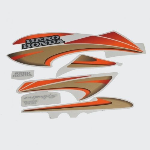 Stckr Set Splendor Plus N/M [red Tank-orng] for Hero — motorcycle spare part Kenya
