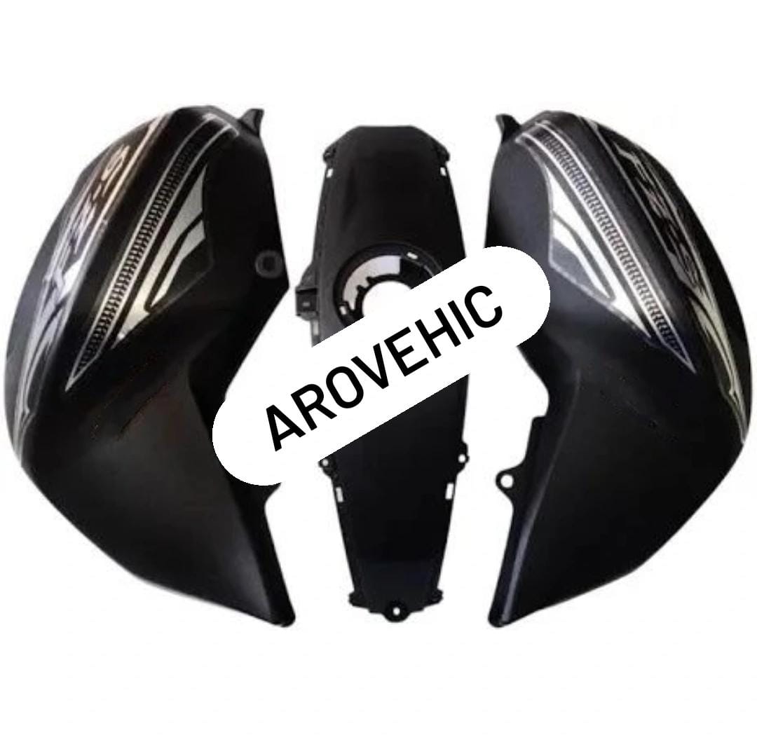 Tank Cover with Graphics -matt Black & Chrome -set of 3